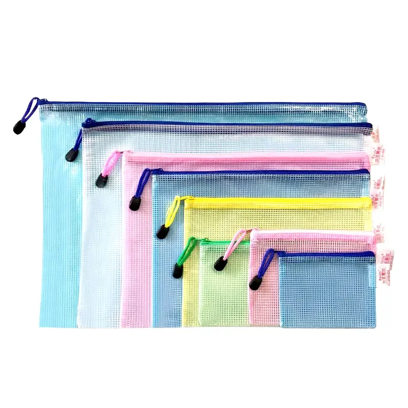 

A3 PVC Gridding Waterproof Zip Bag Pocket Folder Pouch Filing for Document Pen Filing Stationery Organizer Office School Supply