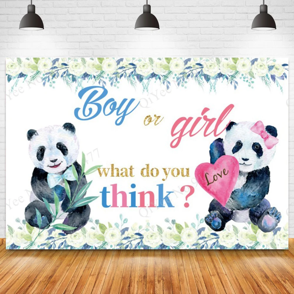 

Мальчик или девочка милая панда новорожденный фон для фотосъемки детский Душ пол раскрыть семью праздник Фотофон