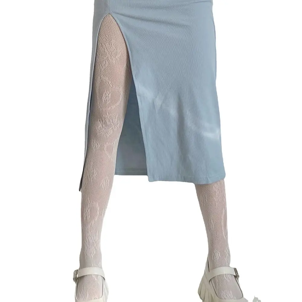 Эластичные милые нейлоновые женские колготки с цветочным рисунком кружевные