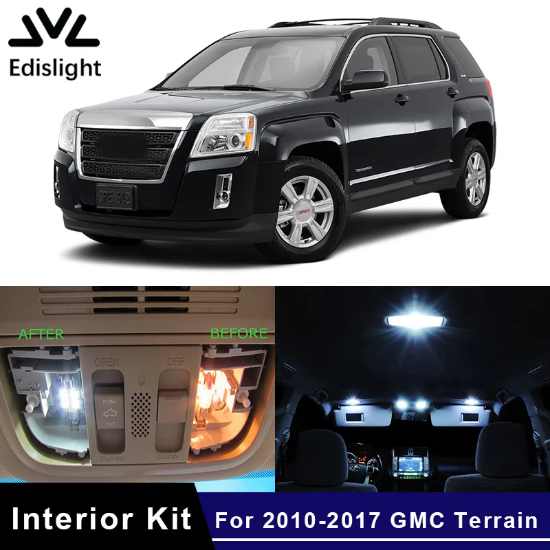 

10Pcs White Ice Blue Canbus LED Lamp Car Bulbs Interior Package Kit For 2010-2017 GMC Terrain Map Dome Plate Light