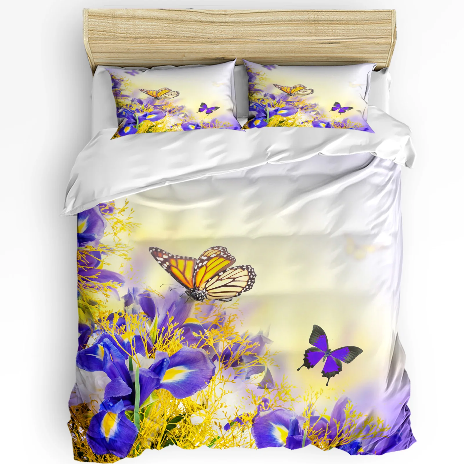 

Iris Flower Butterfly Printed Comfort Duvet Cover Pillow Case Home Textile Quilt Cover Boy Kid Teen Girl Luxury 3pcs Bedding Set