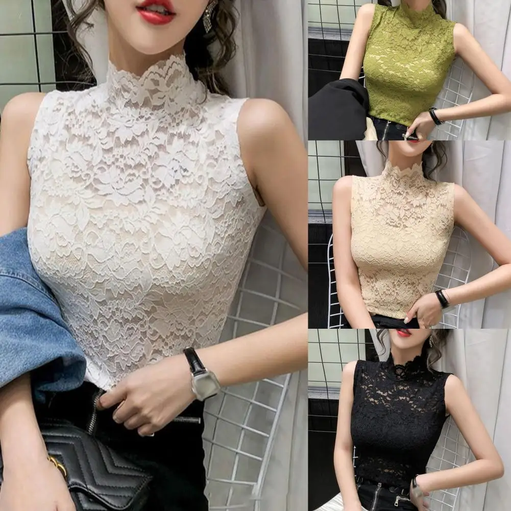 

Summer Top Sleeveless Fashion Blouse Mock Neck Sleeveless Blouse