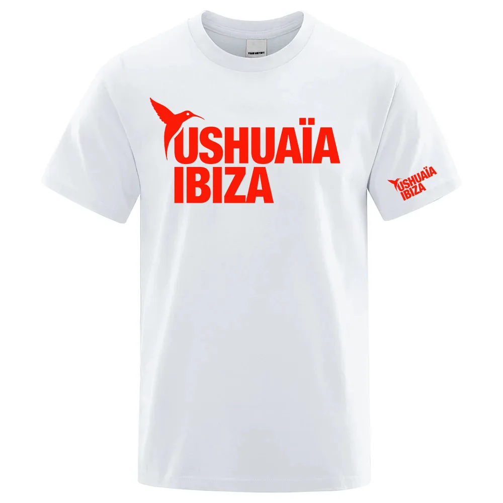 Новая 100% хлопковая футболка 2026 года для мужчин с логотипом Ushuaia Ibiza, однотонная, с круглым вырезом, коротким рукавом, дышащая (art.: 3920dbcb3fd55) - 3920dbcb3fd55