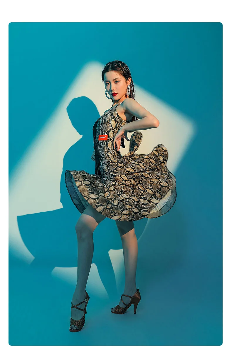 Женское платье для латиноамериканских танцев новое летнее с бахромой и юбкой