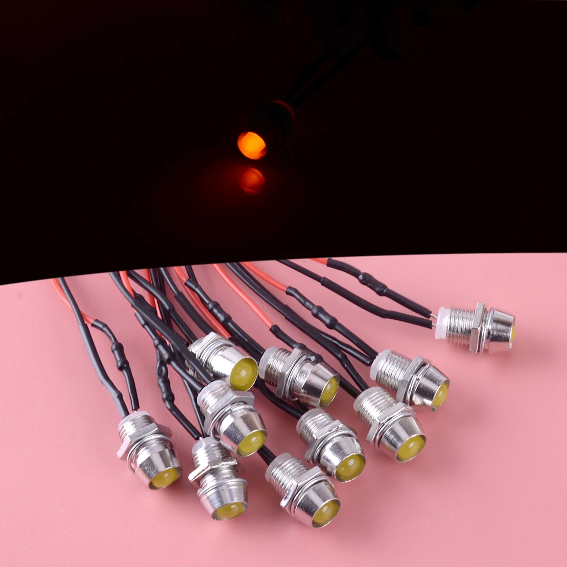 

10 шт., светодиодные индикасветодиодный 8 мм для автомобилей, грузовиков, лодок