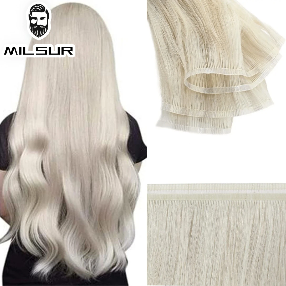 Silk Hair Weft Virgin Human Hair Extensions For Women Blonde Sew In Bundles Straight Natural Hairpieces Real Human Hair 26 Inch