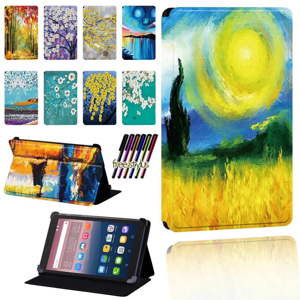 

Paint Case for Alcatel OneTouch Pixi 3 7"/8"/10"/Pixi 4 7" Tablet Shape Case Foldable Dust-proof Protection Cover + Stylus