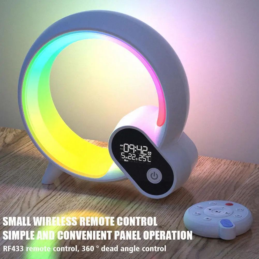 

Wake Up Light Led Ambient Light Blueteeth Speaker White Simulation Built-in Clock Control Remote App Alarm Noise Sunr F6h1