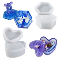 diy crystal epoxy resin heart shaped hexagon silicone mold for jewelry making tools gift box handmade reusable silicone mold