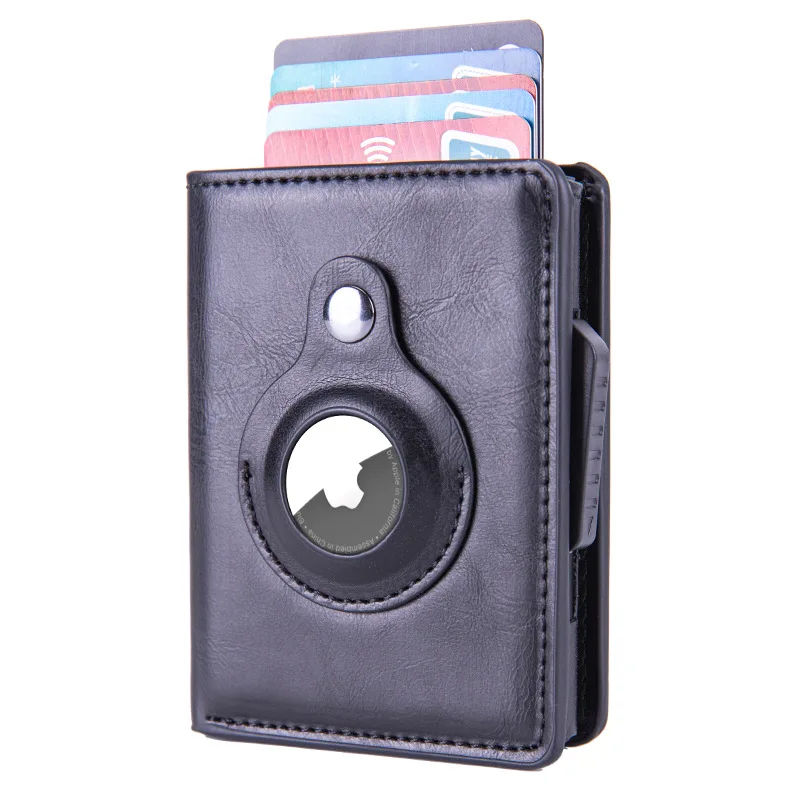 

2022 Rfid Airtag Card Holder Money Bag Leather Wallet Small Men Women Wallets Purse Air Tags Bag For Apple AirTags Tracker Case