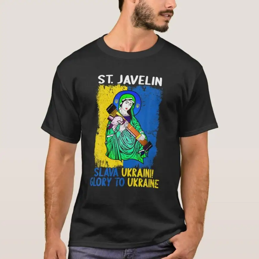 

Saint Javelin Slava Ukraini Glory for Ukraine Vint Men T-Shirt Short Sleeve Casual Cotton O-Neck Summer TShirt