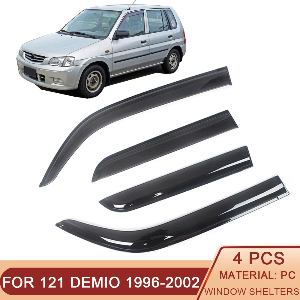 

For Mazda 121 Demio 1996-2002 Side Window Wind Deflectors Visors Black Rain Guard Door Visor Vent Shades Dark Smoke Ventvisor