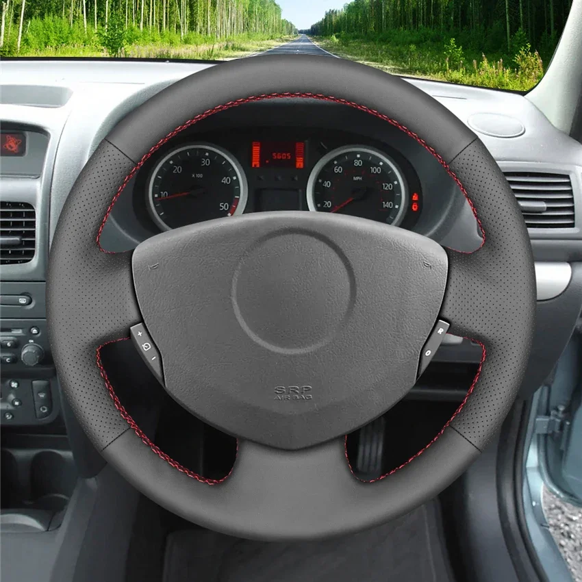 

Черный чехол на руль автомобиля из искусственной кожи для Renault Logan 1, Sandero Symbol Clio Twingo Lada Largus Nissan Almera G15