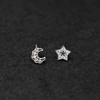 elegant moon stars lace design stud earrings full zircon earring for women girl fashion jewelry gift