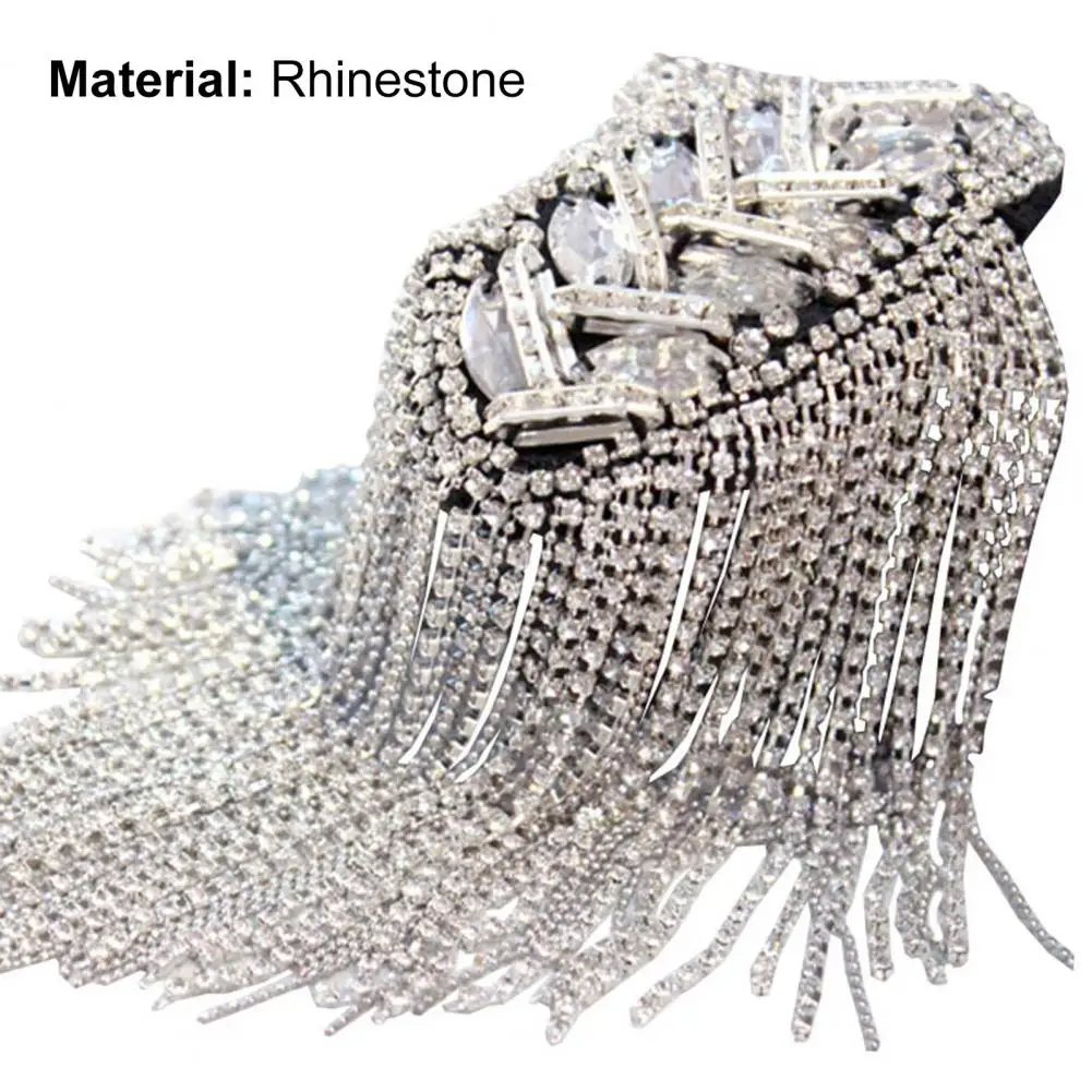 Брошь на плечо с кисточками Стразы ювелирные изделия ручной работы Блестящий