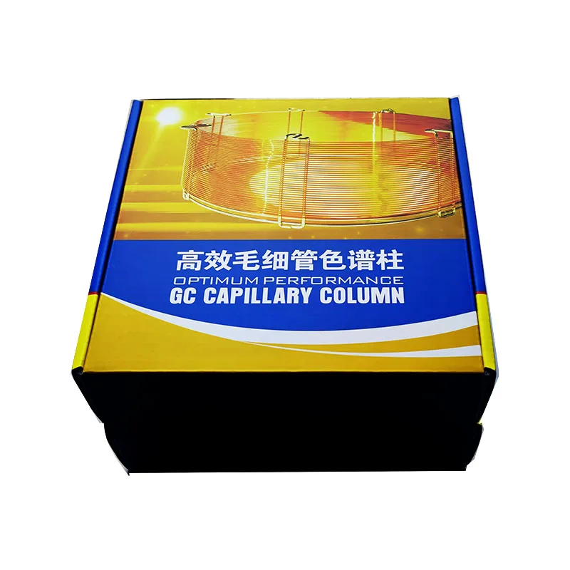 Лабораторная капиллярная колонка из кварцевой трубки для газовой хроматографии с круглой подкладкой и специальной упаковкой в бутике.