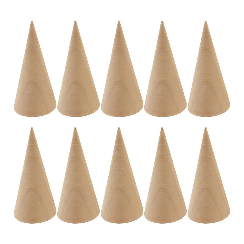 

10pcs Solid Wooden Cone Ring Holder Jewelry Display Stand Organizer Storage Rack Showcase For Exhibit