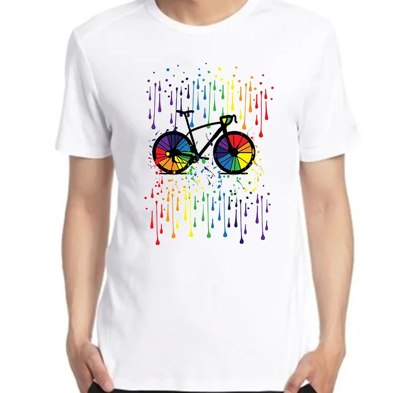 

Футболка мужская оверсайз с принтом радуги и капель дождя