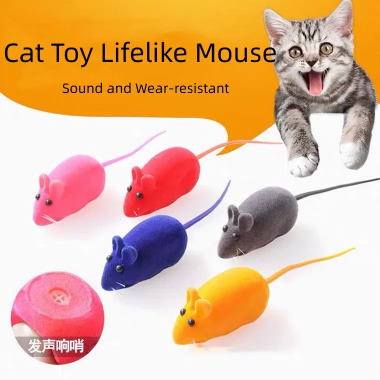 

Cats Pet Toys False Mouse Long-haired Tail Mice With Sound Rattling Soft Fur Sound Squeaky Toy For Cats Random Color Toys
