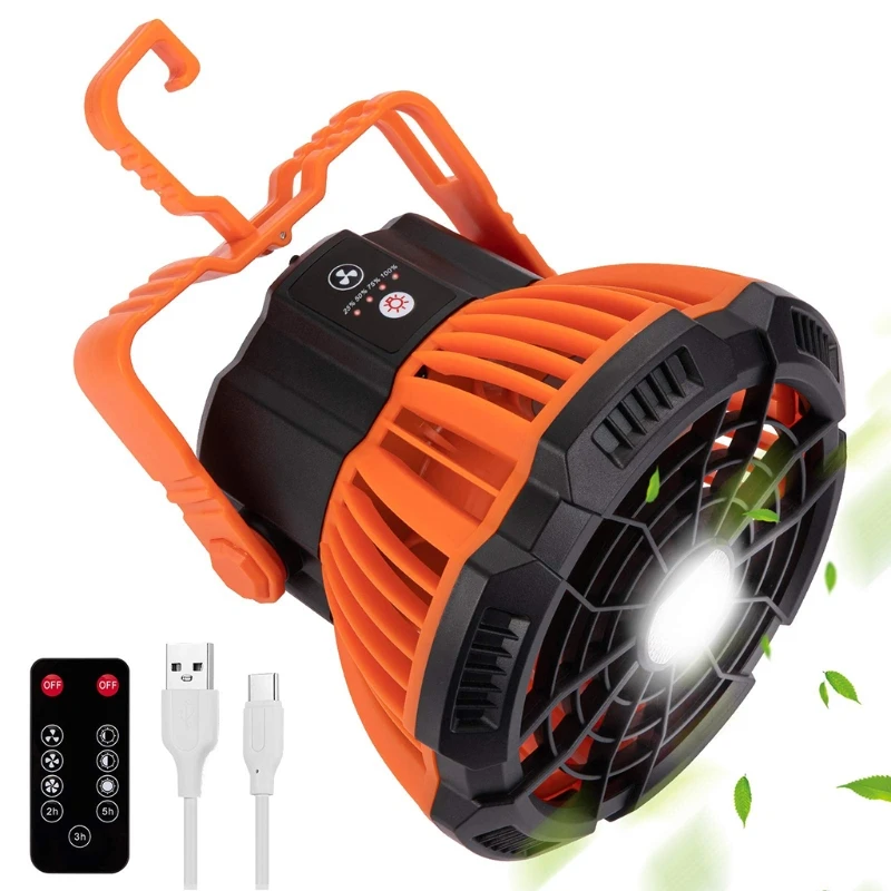 

A6HB Outdoor Fan Low Noise Usb Rechargeble 5200mAh Battery Operated Tool Hanging Hook Design for Hot Summer People Cooling