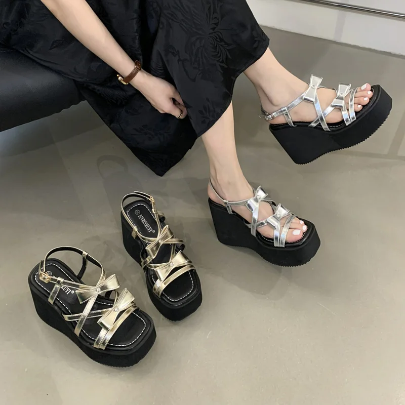 Сандалии женские на платформе босоножки массивной подошве высокий каблук с