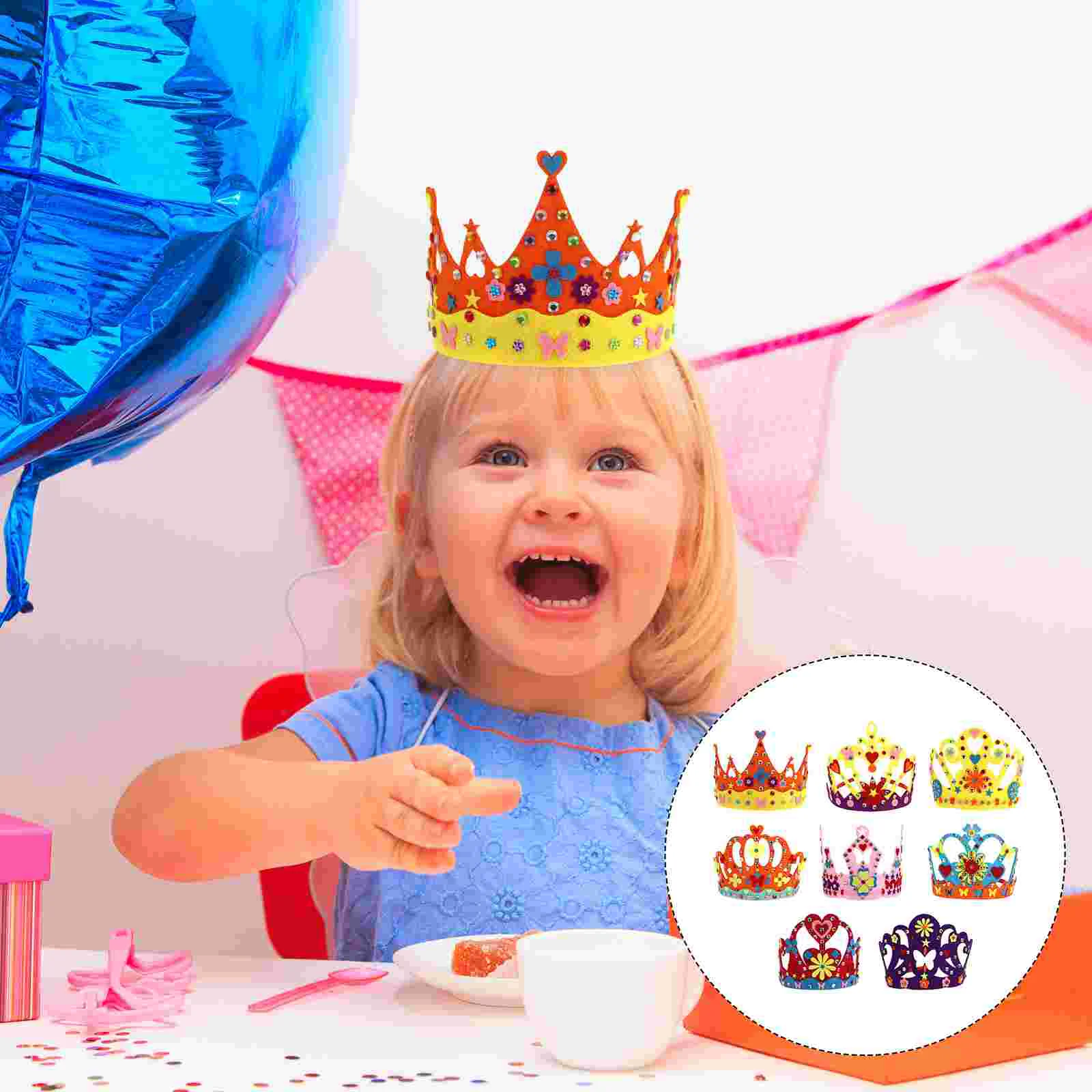 

8 Pcs Happy Birthday Crown Crown Headdress Material Felt Headdress DIY Crown Kids Child Felt Crown