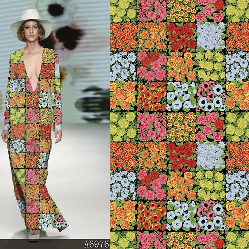 

Polyester Flower Printed Twill Fabric Brand Soft Clothing Printing Shirt Satin Pajamas Fabric by the Meter Cloth for Sewing