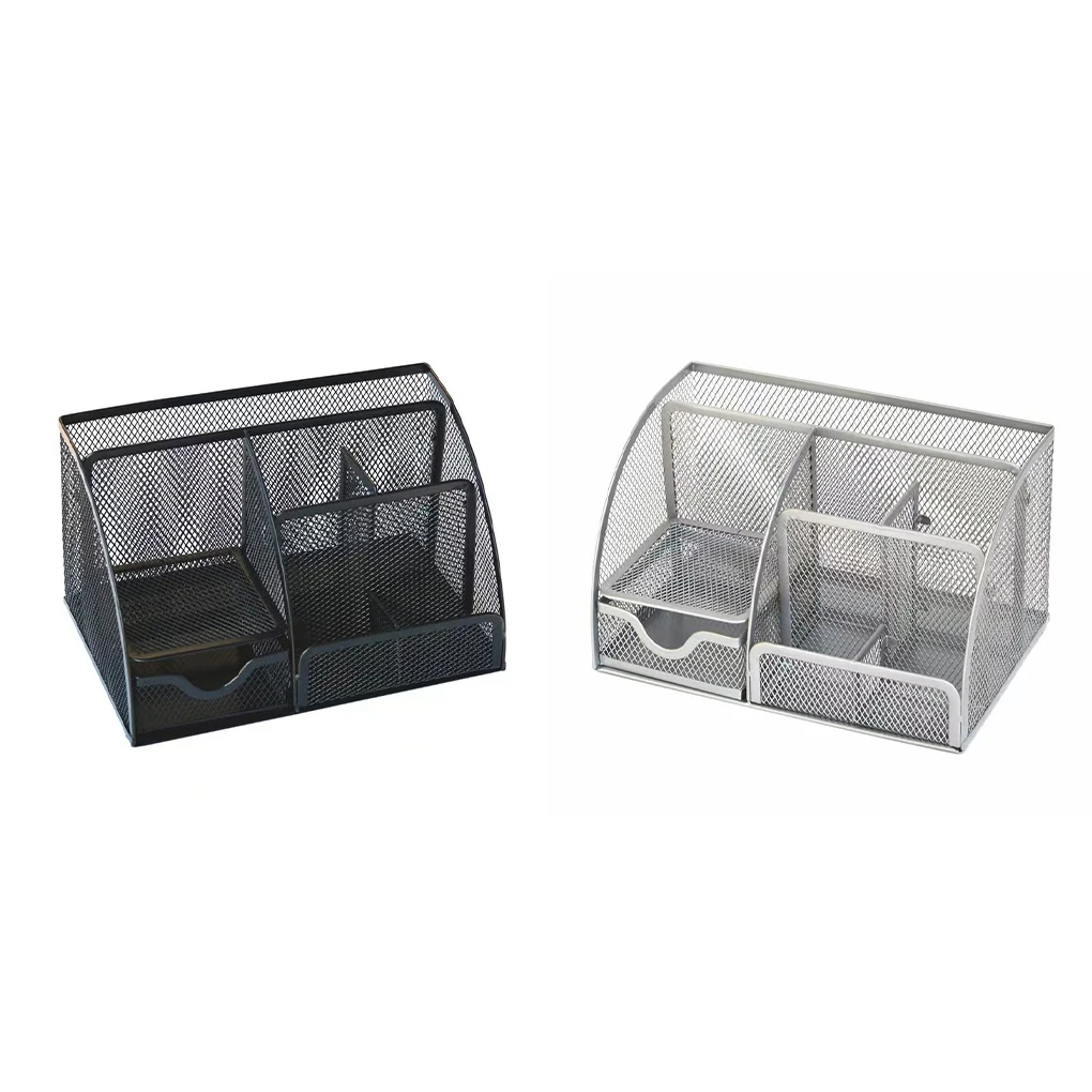 

Mesh Pen Holder Tabletop Drawer Pencil Office Metal Desk Organizer Storage Box Stationery Large Capacity Multi-Grids