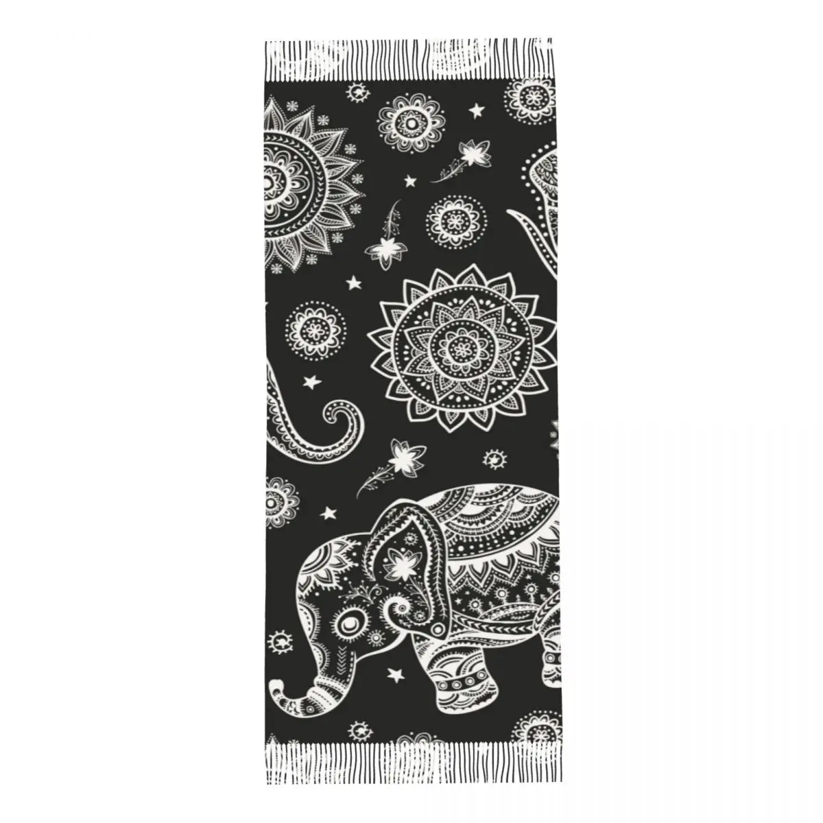 

Women Scarf Indian Lotus Ethnic Elephant African Tribal Print Shawls Thin Wrap Lady Tassel Warm Scarves Hairy Bufanda Stole