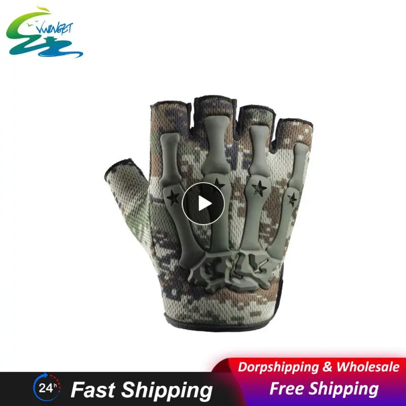 

New2023 Men Gym Gloves Half Finger Cycling Gloves Fitness Weight Lifting Body Training Sports Exercise Workout Bike Accessories