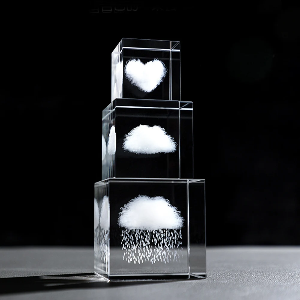 

4cm Glass Ornaments Transparent Crystal Cube Desktop Decoration Raindrop Heart Shape Moon Crafts Bedroom Garden Decoration