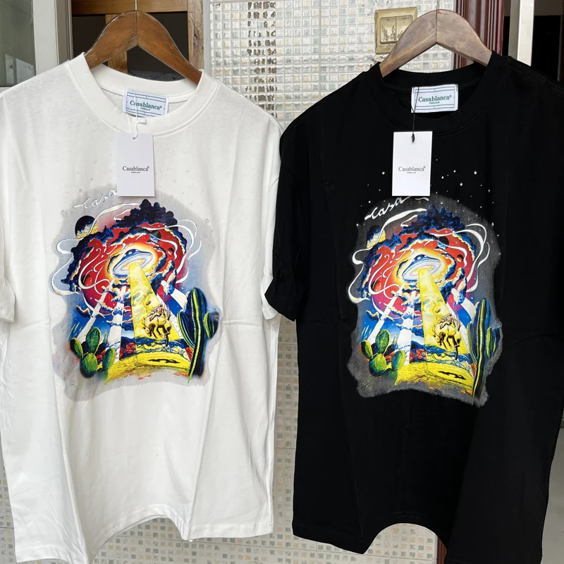 

Real Photos CASABLANCA T-shirts Spacehorse Spacecraft 3D Digital Print Short Sleeve 3XL Cotton Loose T Shirt for Men Women