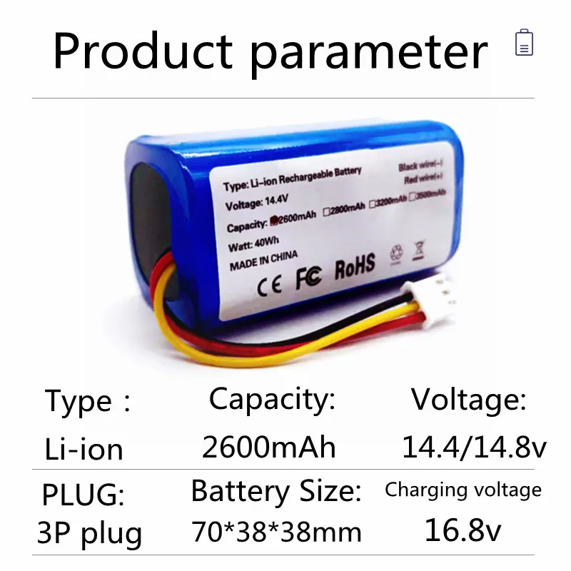 

Original 18650 14.4v 2600mAh Battery for LIECTROUX C30B E30 Robot Vacuum Cleaner, High Quality Lithium Cell,Cleaning Tool Part