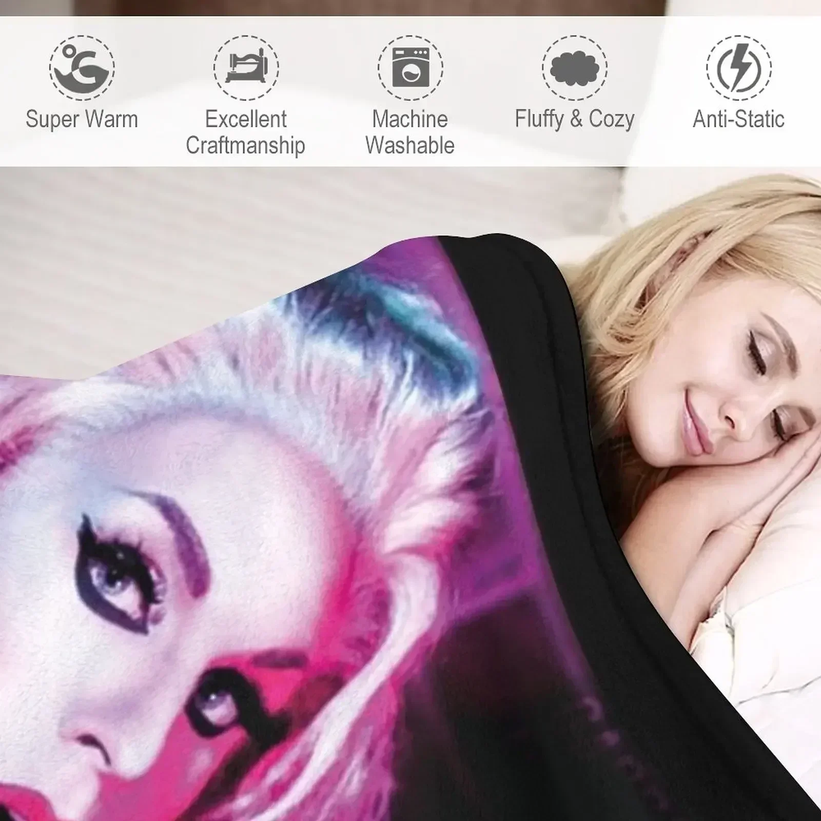 Кати Замо | Синий и розовый + фирменное одеяло роскошное брендовое лохматое с