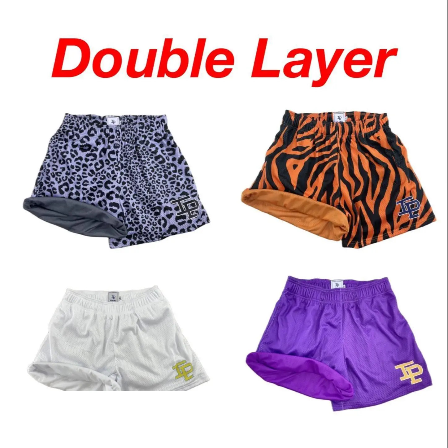 Inaka Double Mesh Shorts Animal Print Men Women Classic GYM Mesh Shorts Inaka Power Shorts Animal Print With Liner