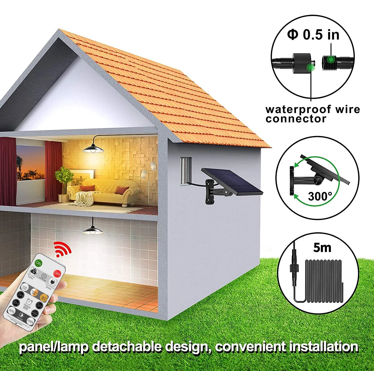 Подвесной светильник на солнечной батарее IP65 водонепроницаемые уличные и