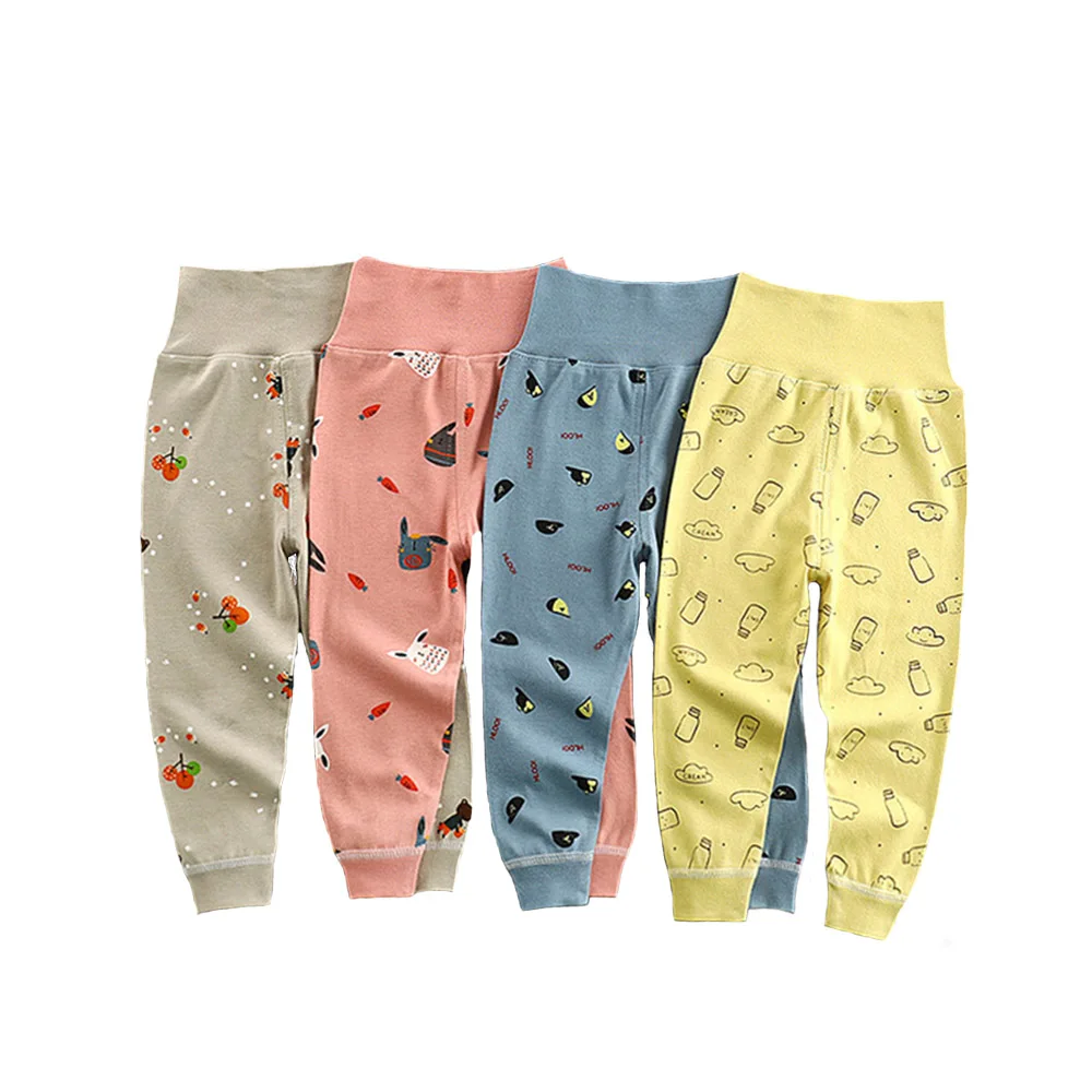 2022 Spring Girls Boys Pants Toddler Baby Bottoming Leggings Children Cotton Cartoon Trousers High Waisted Newborn Kids Clothes