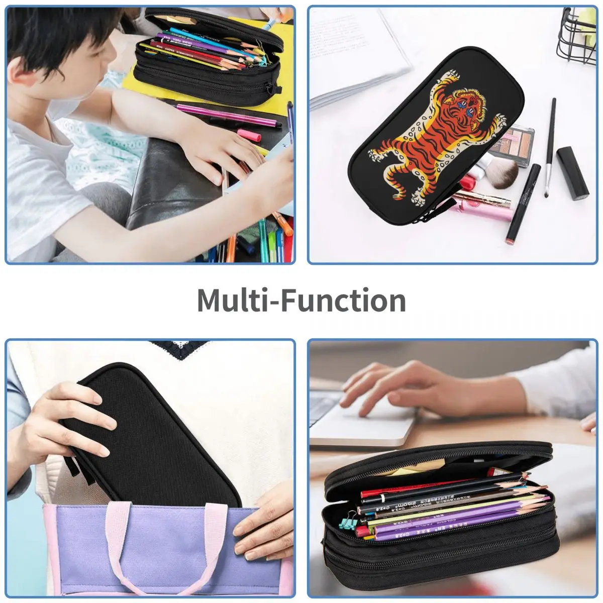 Tiger Rug Pen Box Student School Anime Zipper Pen Bag Child Stationery Bag pencase Gift