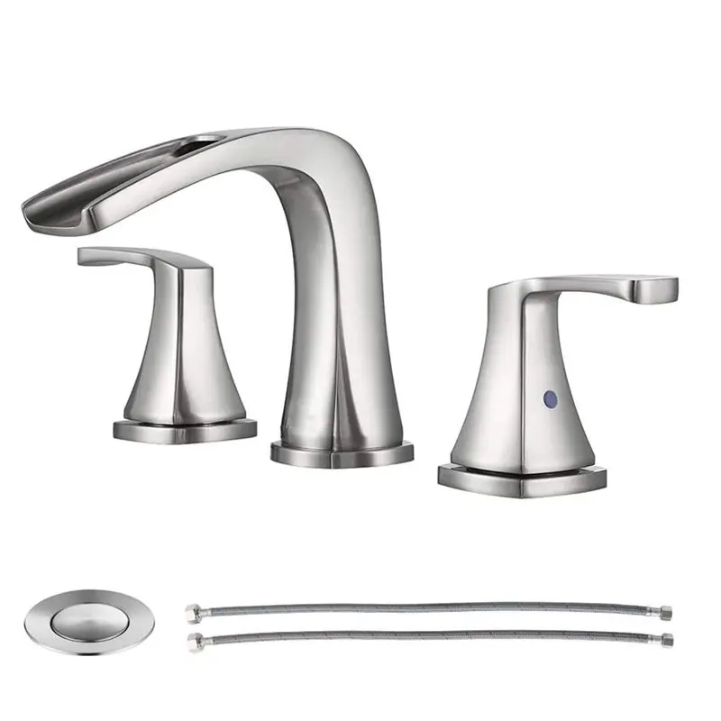 

8” Widespread Waterfall Bathroom Sink Faucet 3 hole Vanity Mixer Brushed Nickel