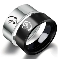 2022 popular stainless steel 8mm couple ring mens and womens animal lion ring mens gift gold ring