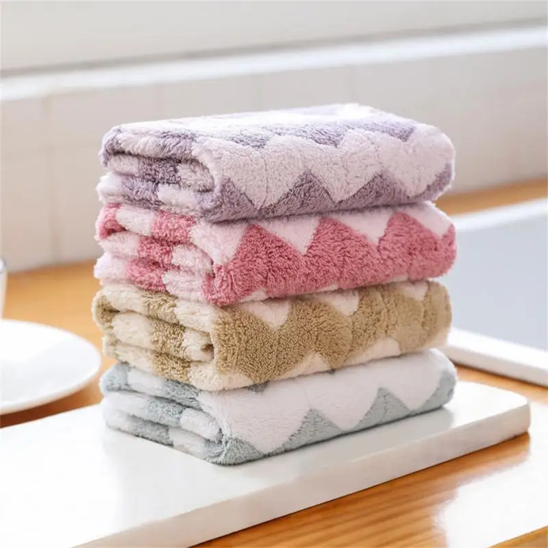 

Kitchen Cleaning Dish Towel Simple Coral Fleece Dishwashing Towel Modern Minimalist Bamboo Charcoal Fiber Thickened Wipes 1pcs