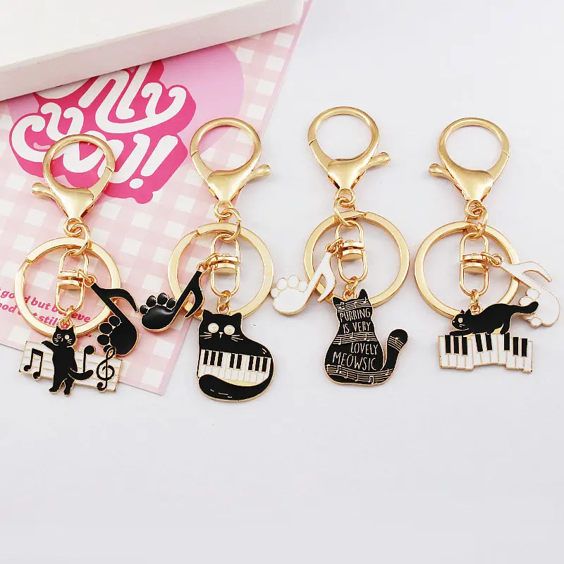 

Cute Black Cat Keychain Creative Cat Claw Notes Keychains Fashion Accessories for Men and Women Pendant Car Keyring Gift