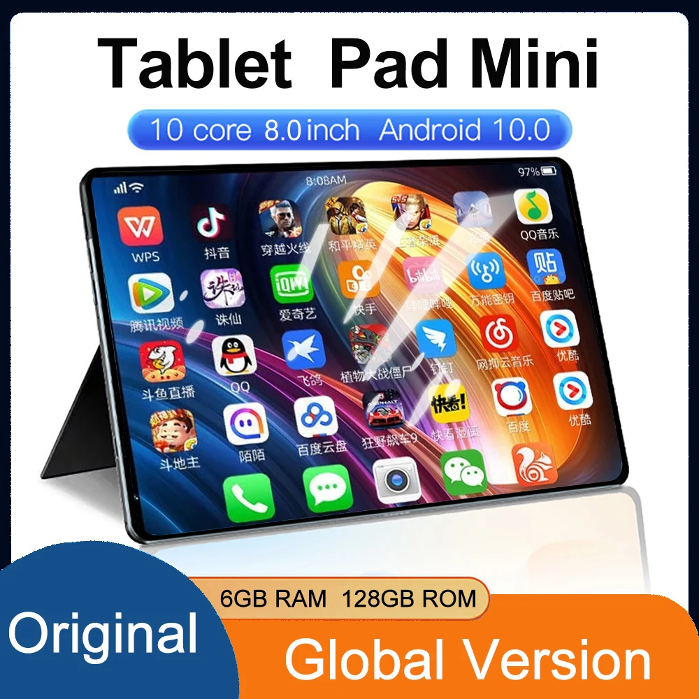 Global Version Pad Mini Tablet Android 6GB 128GB Tablette PC 1920x1200 Dual SIM 4G Snapdragon 10 Core Type-C Pad Tablets 8 Inch
