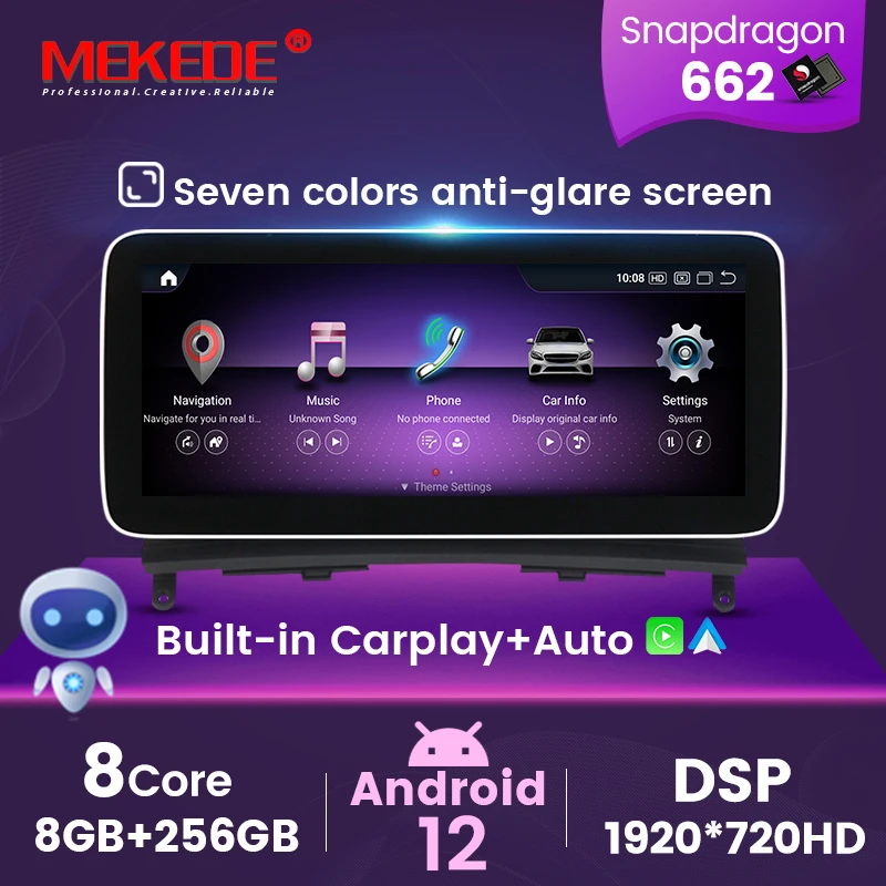 Android 12 Qualcomm Snapdragon 662 Car Radio Multimedia GPS Navigation for Mercedes-Benz C-Class W204/ C204/S204 2011 2012 2013 - купить по