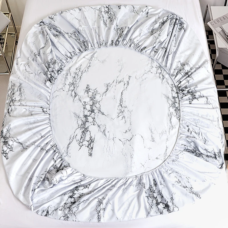 Breathable Fitted Sheet Simple Style Bed Cover Linen Soft with Elastic Band lencol (No Pillowcase) JX221-240