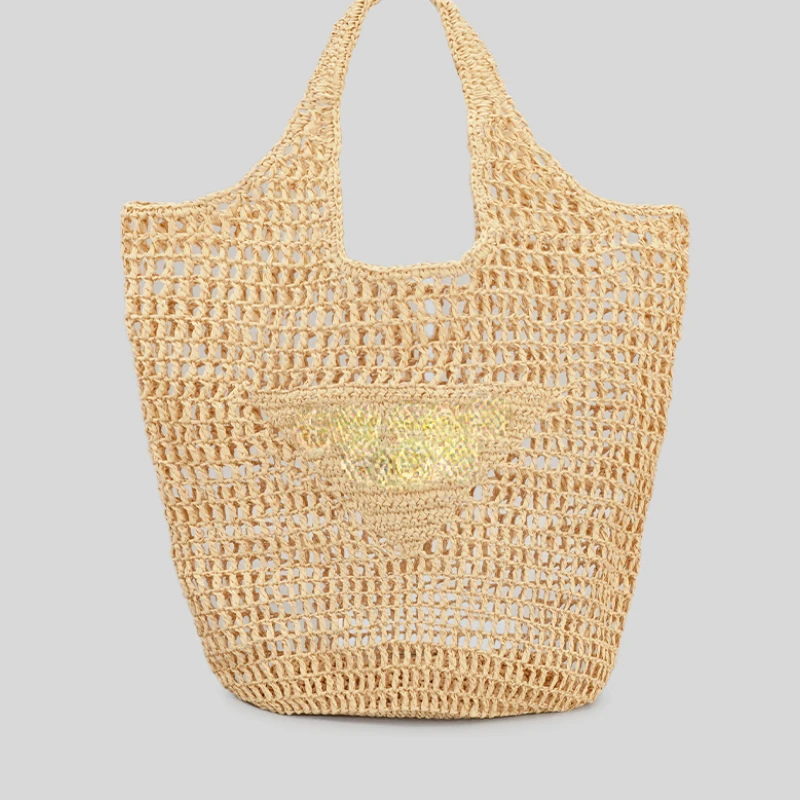 

Роскошная плетеная пляжная сумка-тоут из рафии, брендовая дизайнерская Летняя сумка-шоппер, сумка ручной работы, модная сумка для покупок