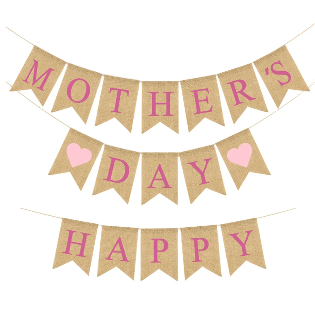 

1Set Mother's Day Party Bunting Pendant Delicate Hanging Flag Chic Banner Adorn
