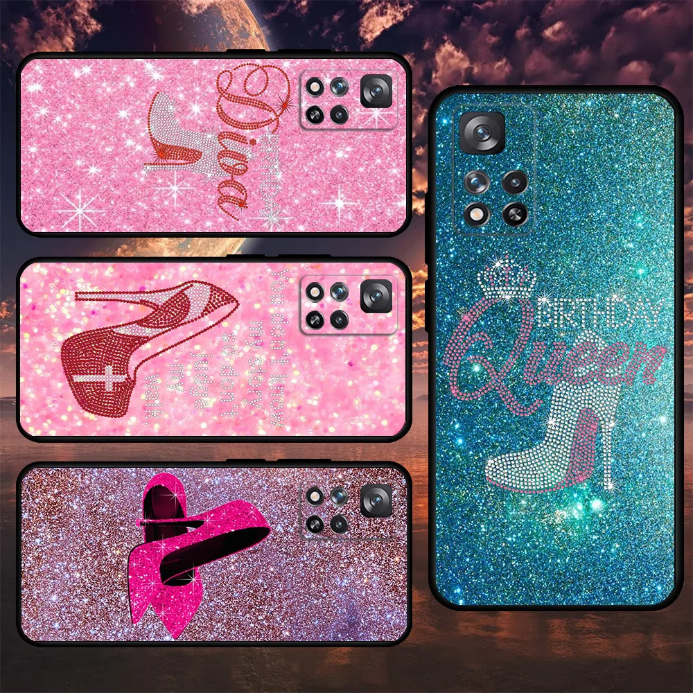 

Diamond Shining High Heels Fashion Bumper Case For Xiaomi Redmi Note 11 10 12 Pro 9 8 10C K40 9C 9A 7 Silicone Soft Phone Cover