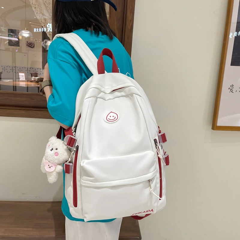 

Простой женский рюкзак для подростков, качественная нейлоновая дорожная школьная сумка, однотонная Повседневная сумка через плечо для девушек