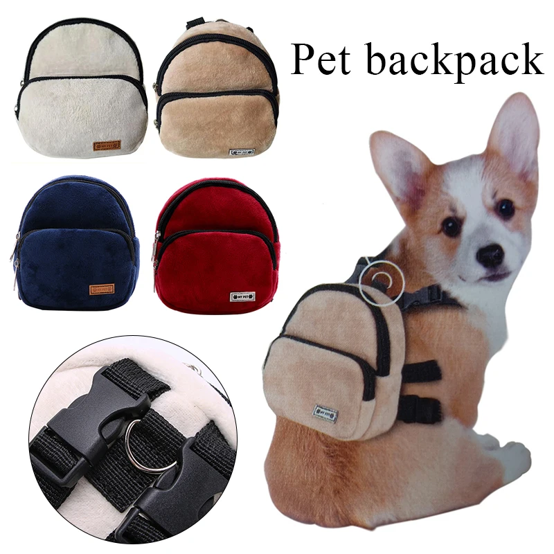

Dog Backpack Flannel Cloth Puppy Dog Snack Bag With 2 Pocket Large-Capacity Convenient Portable Backpack Puppies Pet Supplies
